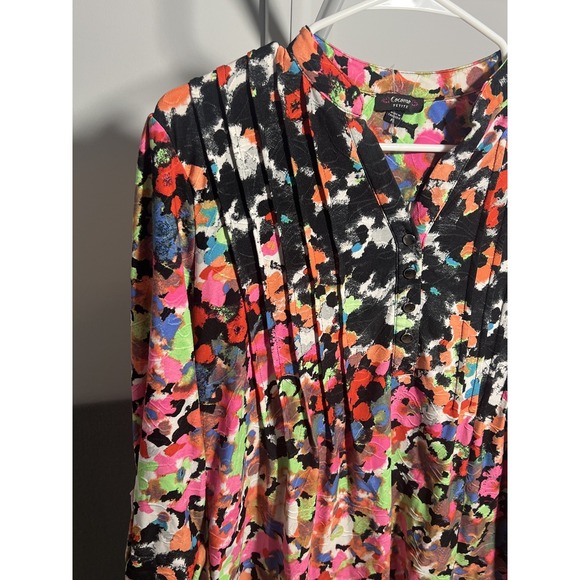Cocomo Petite PS Blouse Womens Multi-Color Abstract Print Roll-Tab Sleeve - Picture 2 of 7